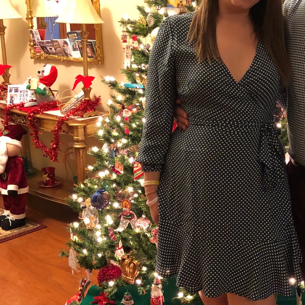 Loft Dark Green Wrap Dress Size 10 Petite